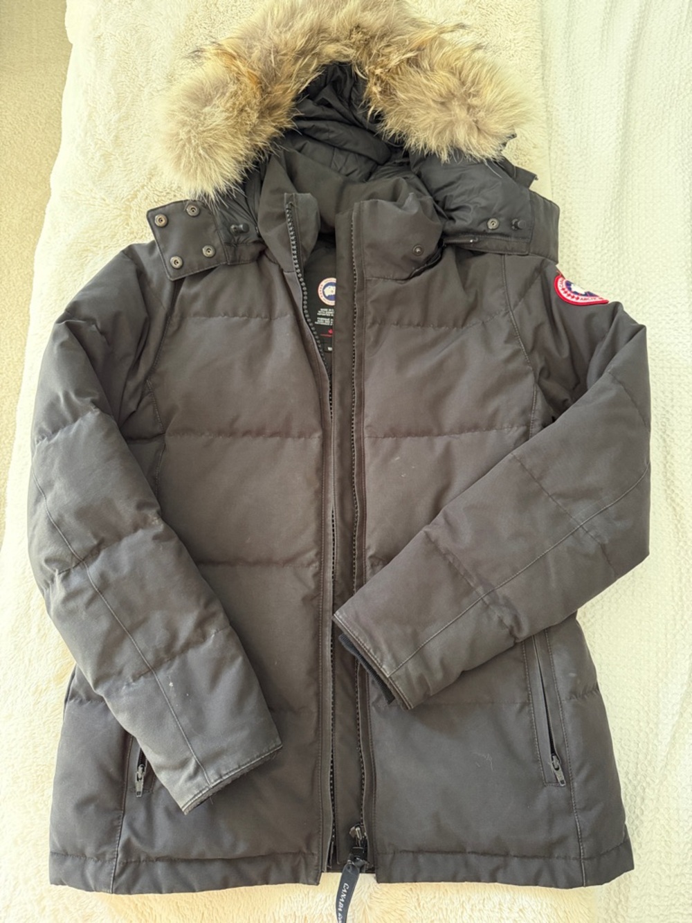 Canada Goose Women’s Black Puffer Parka with Fur-Trim Hood